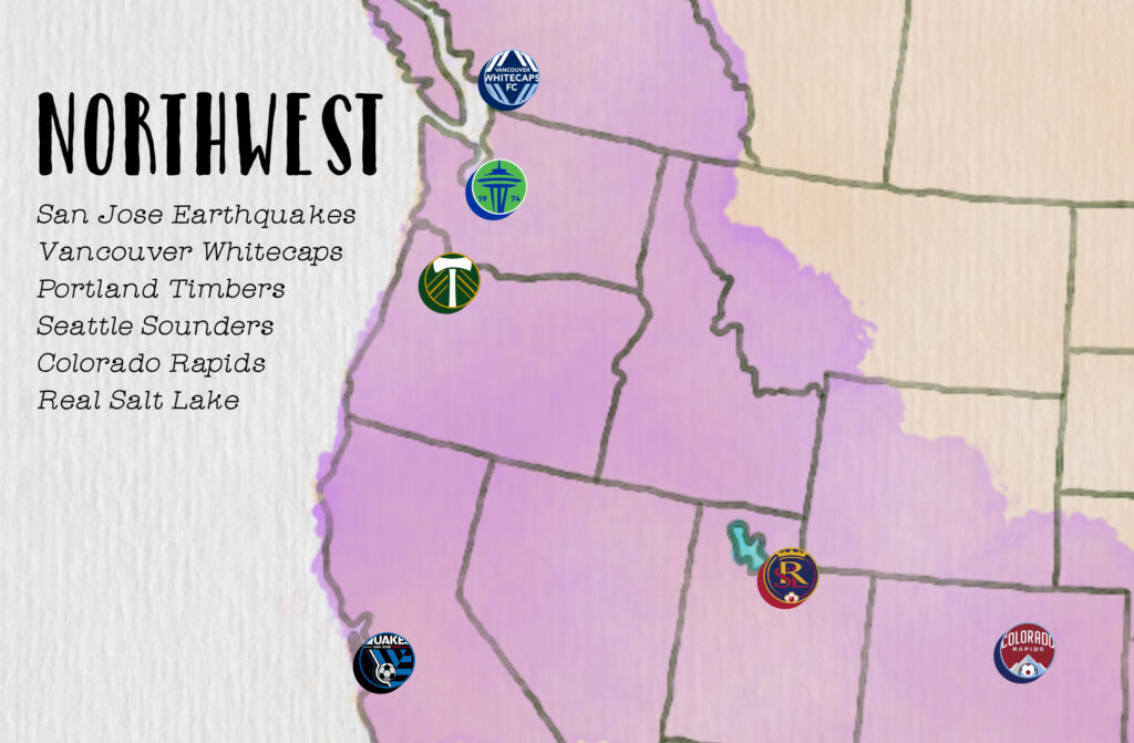 Northwest Region featuring Vancouver, Seattle, Portland, San Jose, Salt Lake City, Colorado